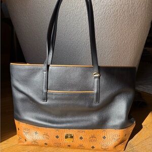 MCM Large Leather Tote with Zipper